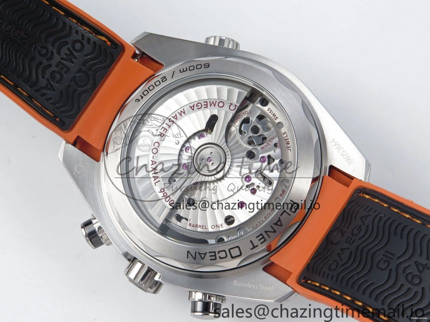 0112 Planet Ocean Master Chronometer 600M 45.5mm SS SCF 1:1 Best Edition Black Orange Bezel Black Dial on Black Rubber Strap A9900 Super Clone ModernLook 7667